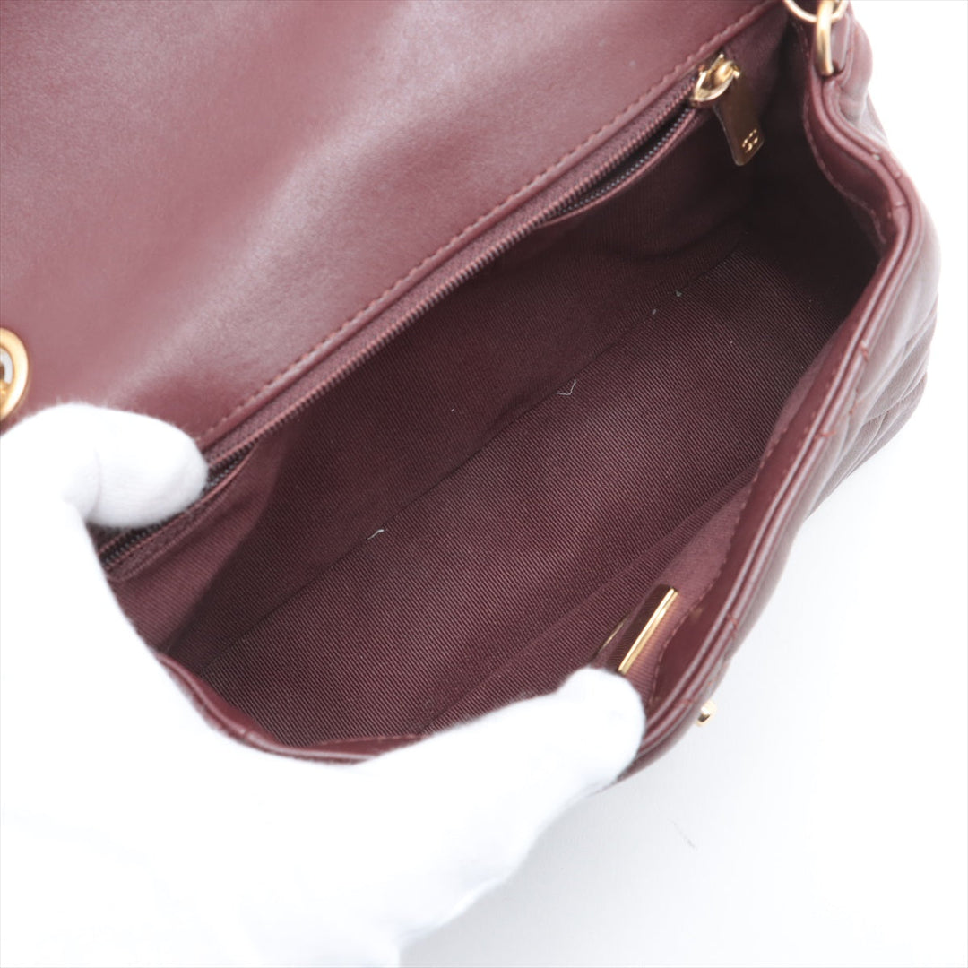 Top Quality Chanel Mini Lambskin  Single Chain Single Chain Bag Bordeaux Gold  IC Chip