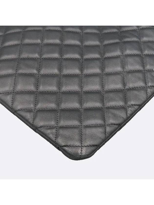 A82552 Black Classic Lambskin Silver Logo Large Clutch Chanel