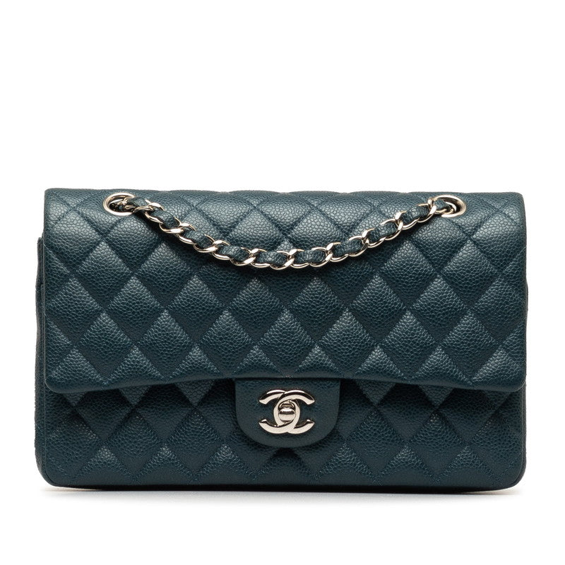Top Quality Chanel Mattrase 25 Coco Double Flap Chain Shoulder Bag Blue Silver Caviar S  CHANEL
