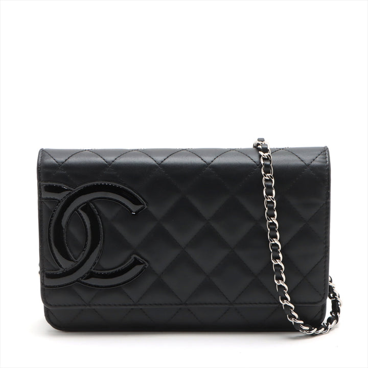 Top Quality Chanel Combon Line  Chain Wallet Black Silver Gold