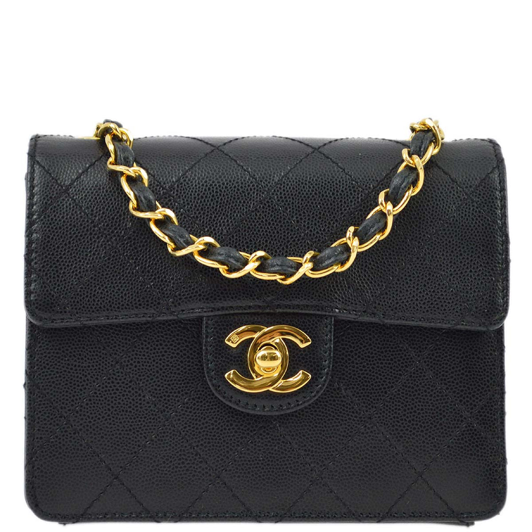 Top Quality Chanel Black Caviar Mini Classic Square Flap Shoulder Bag 17