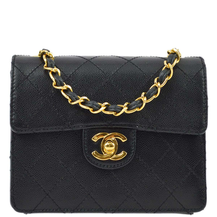 Top Quality Chanel Black Caviar Mini Classic Square Flap Shoulder Bag 17