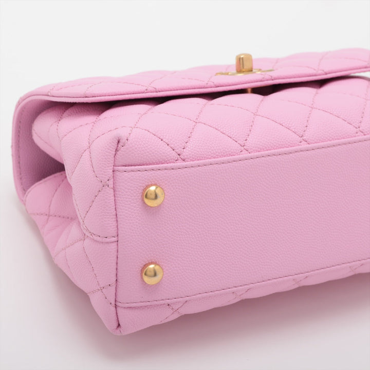 Top Quality Chanel Coco Handle 24 XS Caviar S 2WAY Handbag Pink Gold  A92990