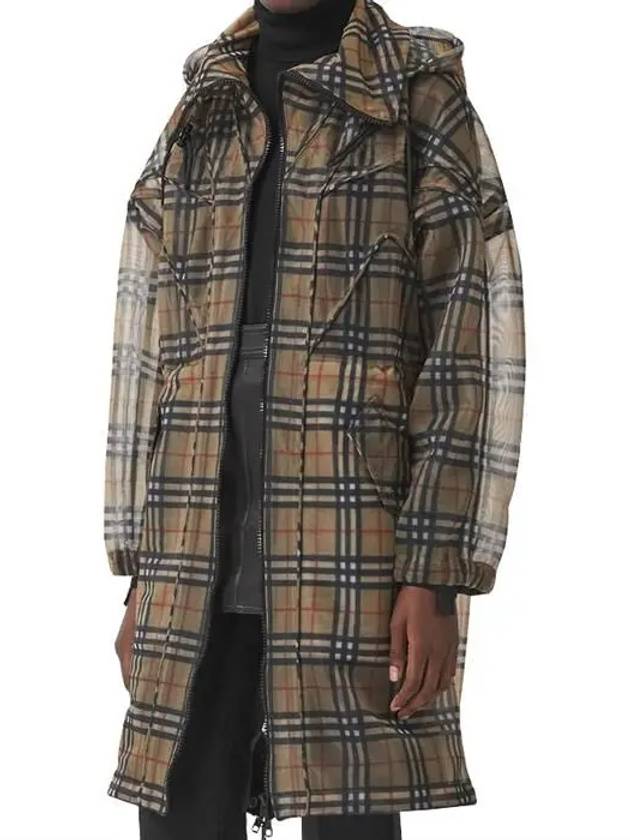 Burberry WoMen's Vintage Check Mesh Raincoat Archive Beige