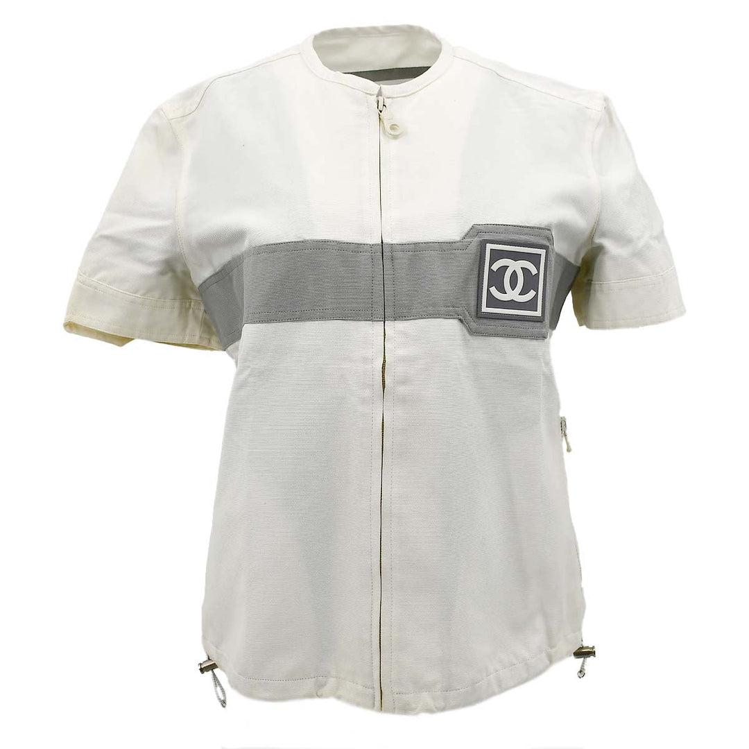 Top Quality Chanel Spring 2001 Sport Line Zip Up Jacket Ivory #38