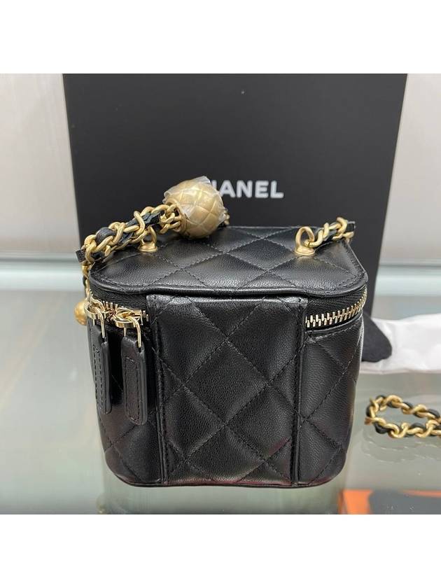 CC Logo Classic Vanity Small Cosmetic Case Mini Bag Black Chanel