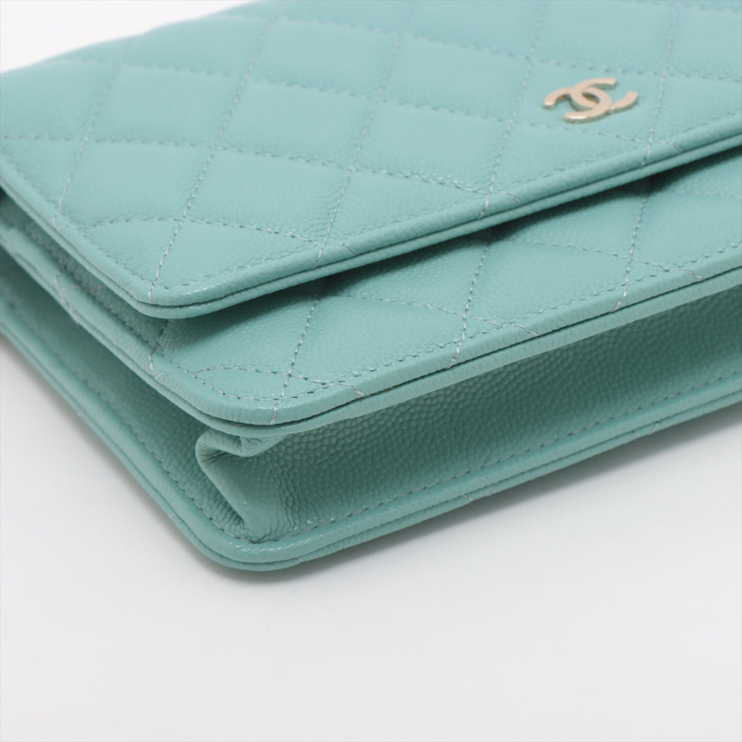 Top Quality Chanel Matrasse Caviar S Chain Wallet Blue Silver G  29th