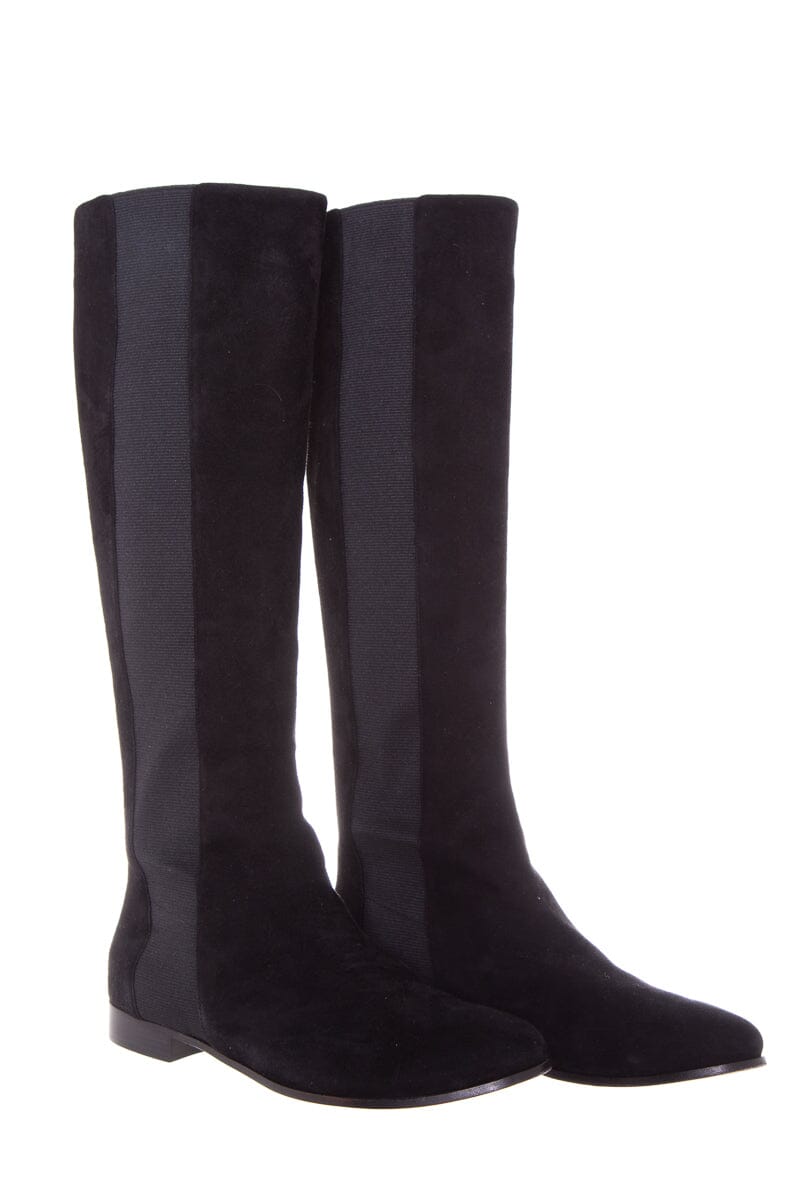 Jimmy Choo Faith Flat Black Suede Boots SZ 39