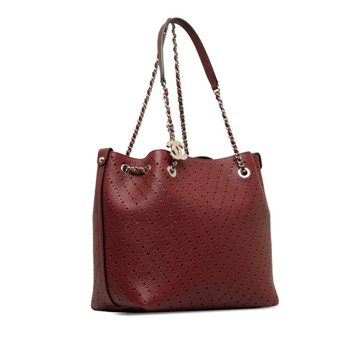 Top Quality Chanel Cocomark V  Chain Shoulder Bag Wine Red Leather Lady Chanel