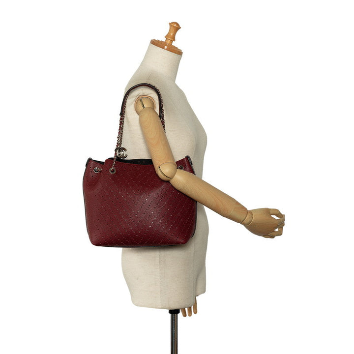 Top Quality Chanel Cocomark V  Chain Shoulder Bag Wine Red Leather Lady Chanel