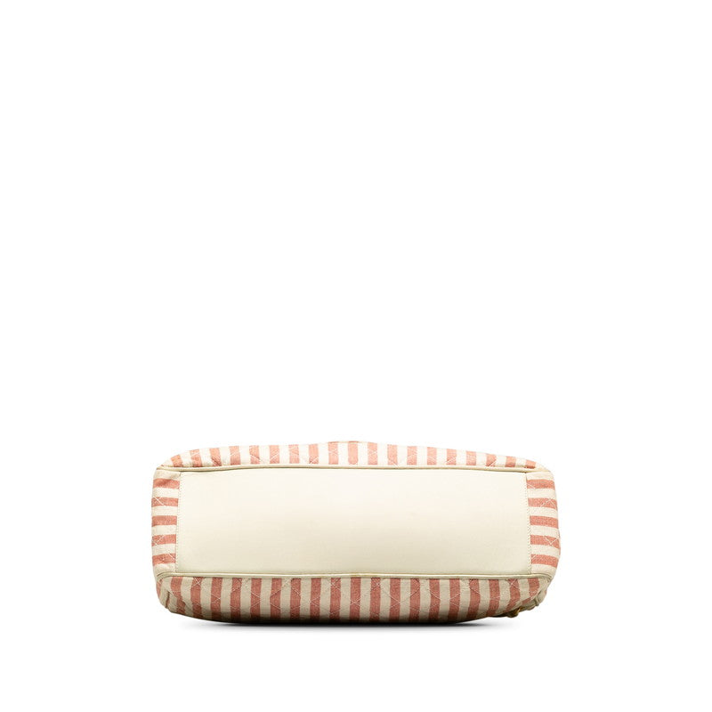 Top Quality Chanel Decamatrace Strip Cocomark Chain Shoulder Bag Pink White Cotton Lady Top Quality Chanel [More]