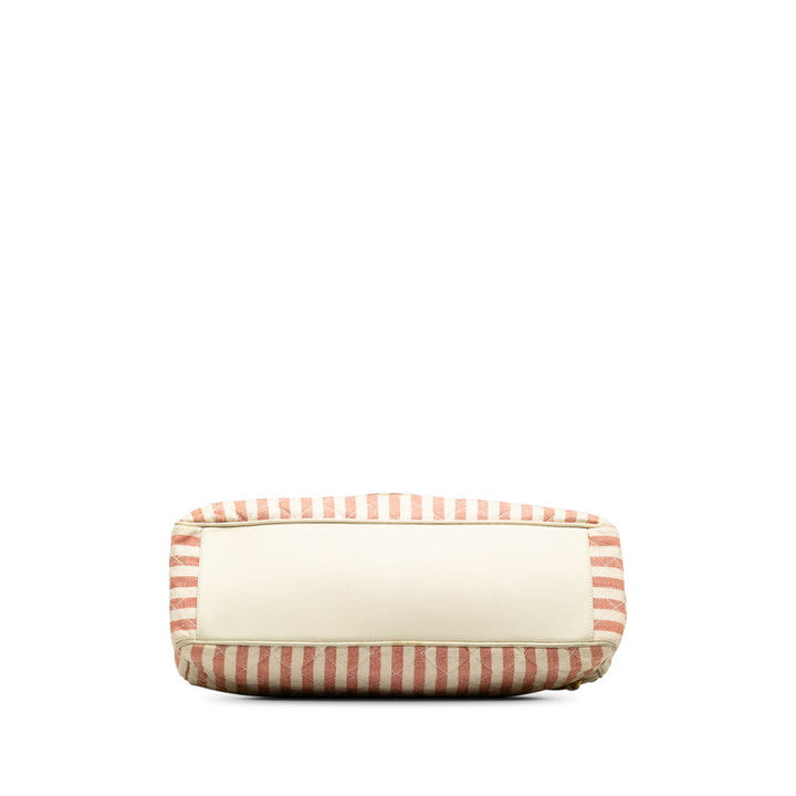 Top Quality Chanel Decamatrace Strip Cocomark Chain Shoulder Bag Pink White Cotton Lady Top Quality Chanel [More]