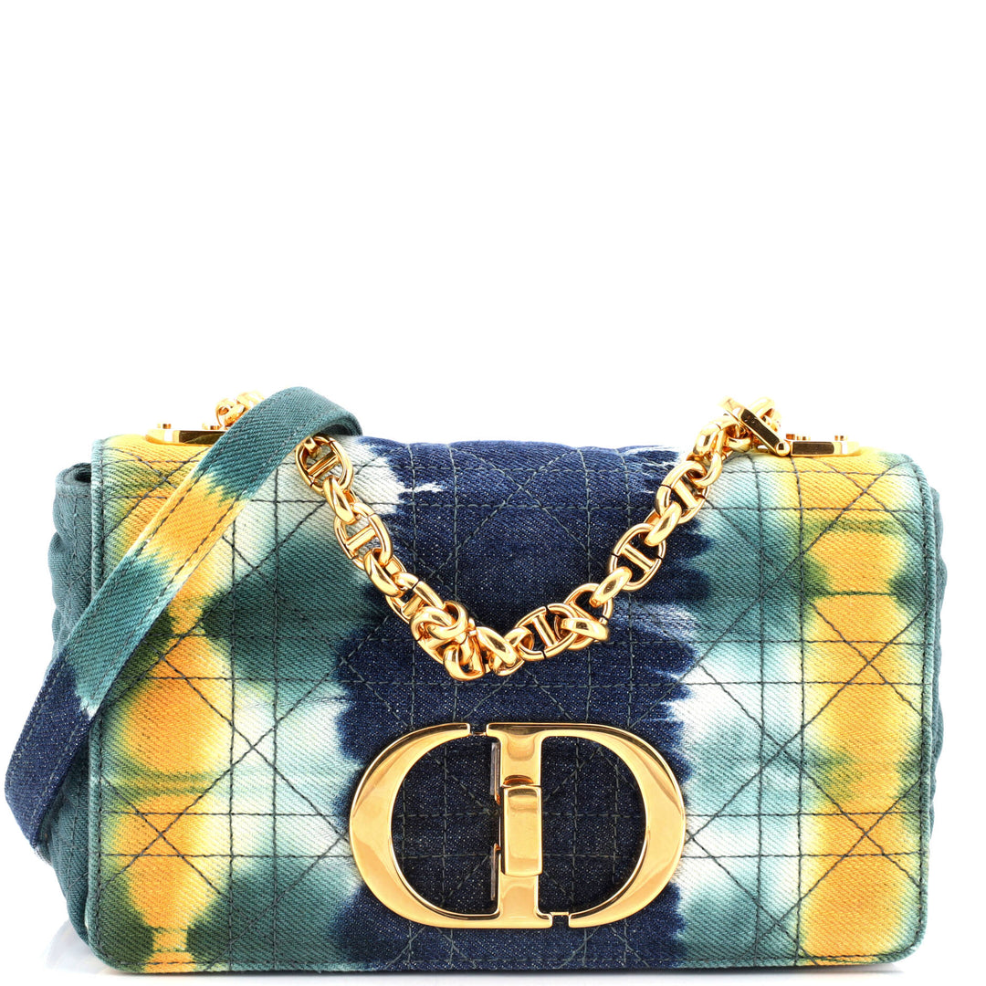 Top quality Dior Caro Bag Cannage Quit Tie Dye Denim Medium