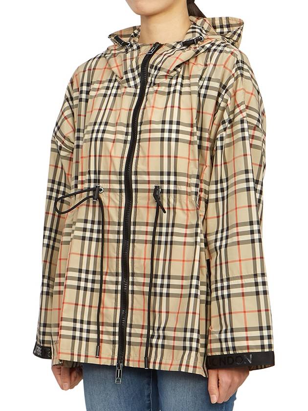 Burberry WoMen's Back-tone Check Zip-up Hooded Jacket Beige