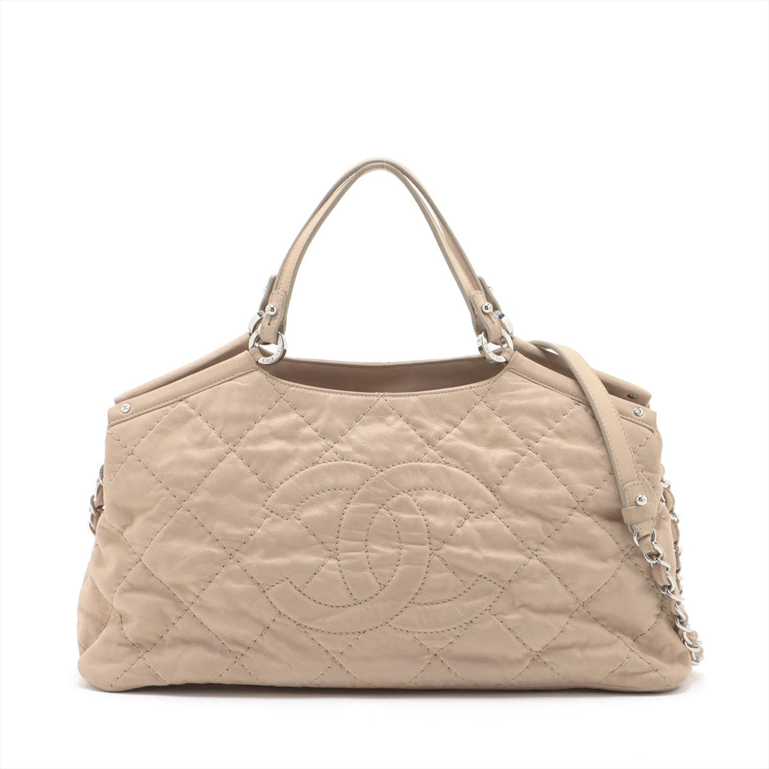 Top Quality Chanel Wild Stick Leather Chain Shoulder Bag Coco Beige Silver Gold