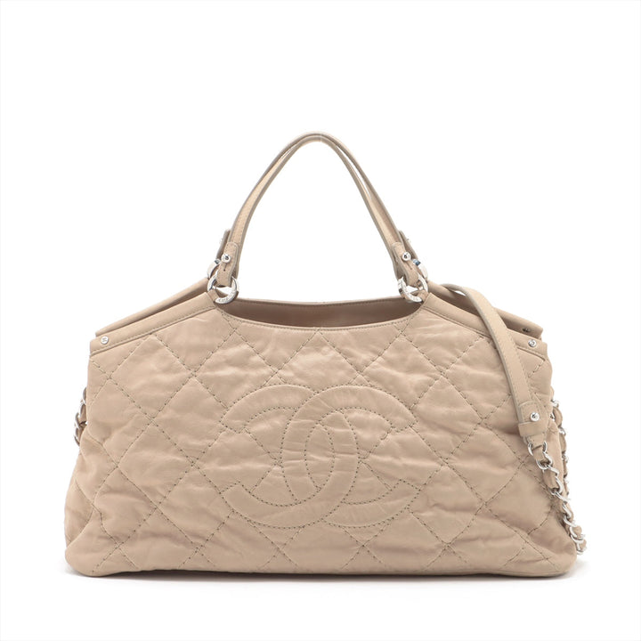 Top Quality Chanel Wild Stick Leather Chain Shoulder Bag Coco Beige Silver Gold