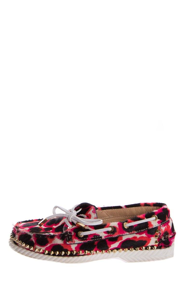 Christian Louboutin Pink Steckel Leopard Print Loafers SZ 37
