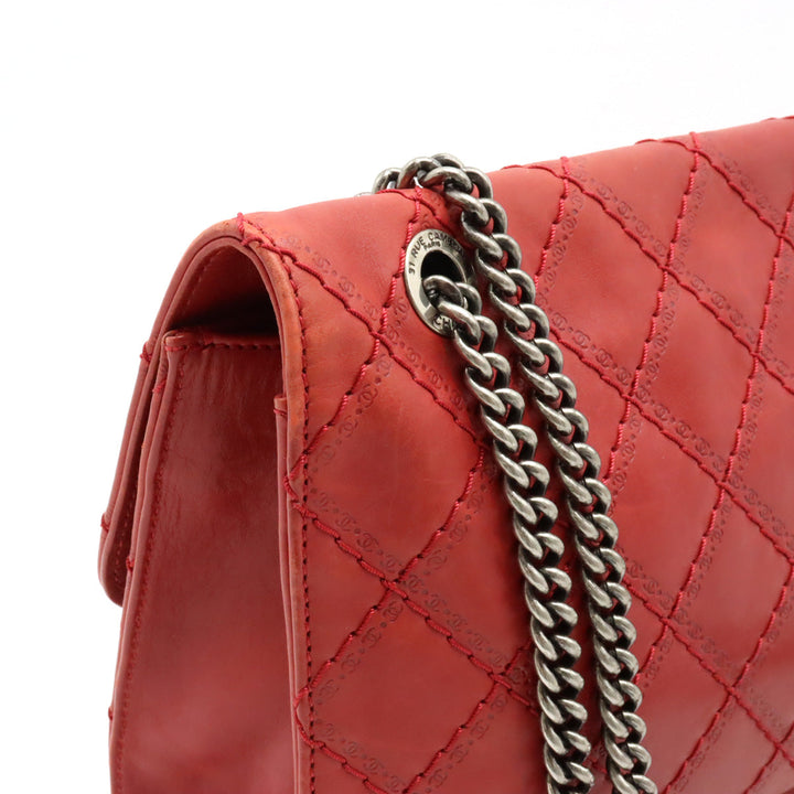 Top Quality Chanel Top Quality Chanel 2.55 Matrasse W Chain Bag Half-Sharp Handbag Semi-Sharp Leather Red Silver Gold  Blumin