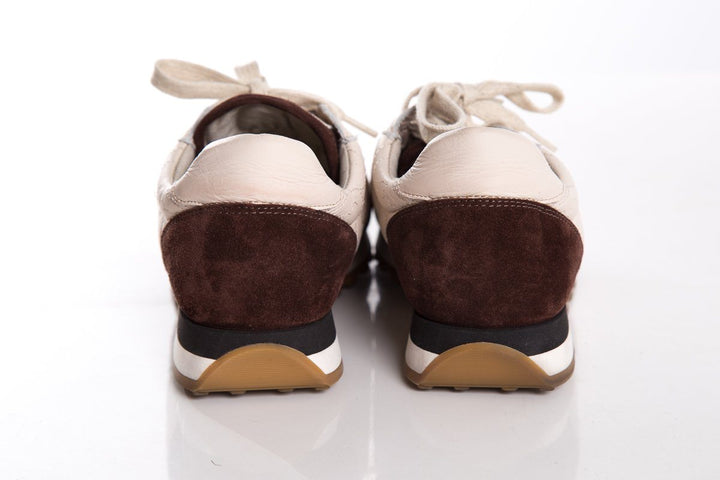 Brunello Cucinelli Brown Suede & Leather Glitter Sneakers SZ 40