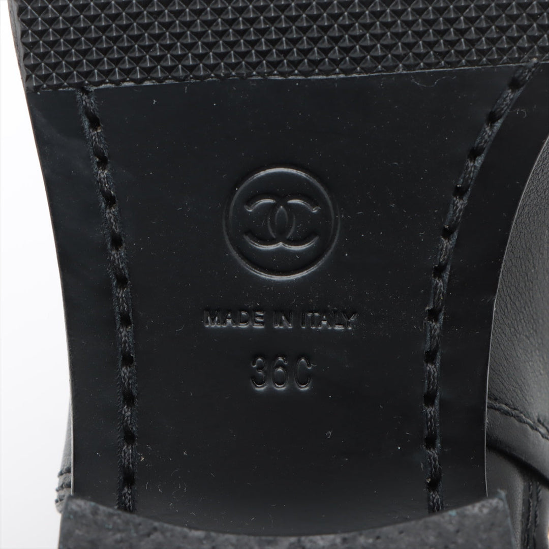 Top Quality Chanel Coco Leather Short Boots 36C  Black G36707 Matrasse Side Zip