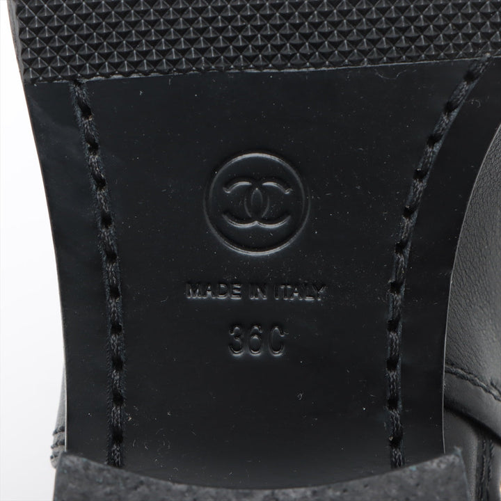 Top Quality Chanel Coco Leather Short Boots 36C  Black G36707 Matrasse Side Zip
