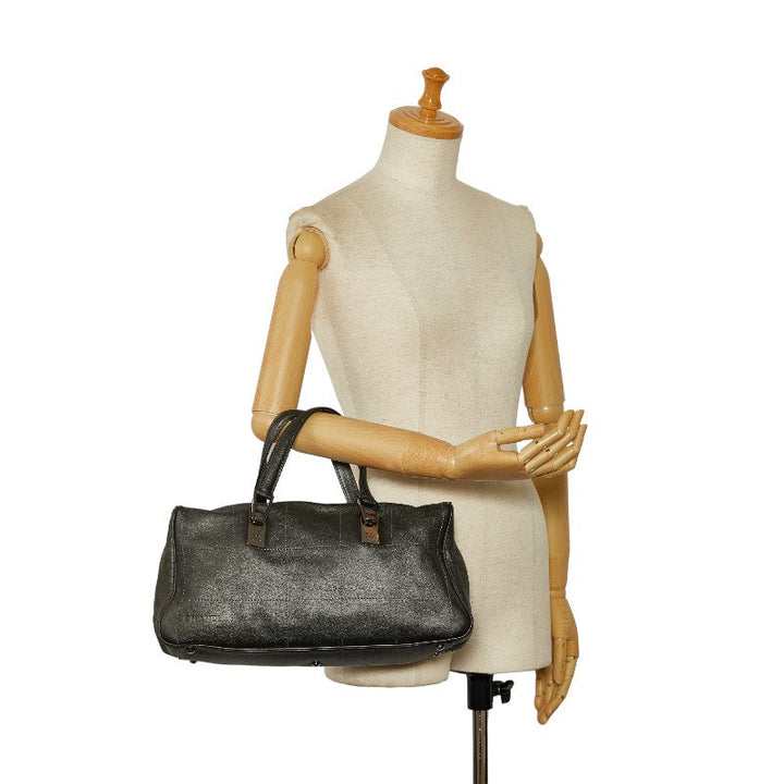 Top Quality Chanel Chocolate Bar Mini Boston Bag Handbag Gray Leather Lady Chanel