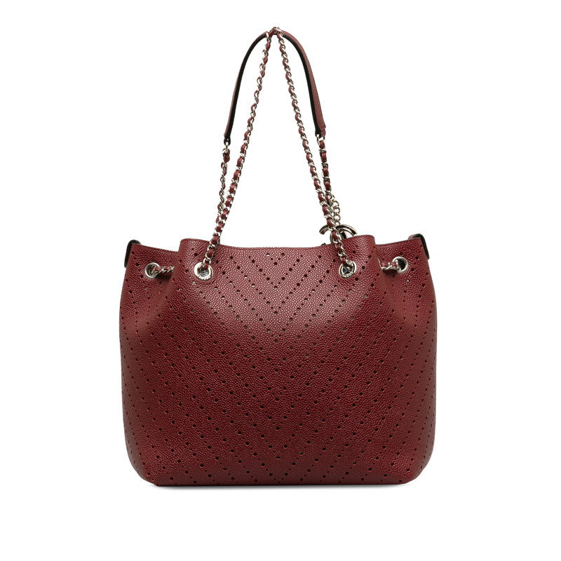 Top Quality Chanel Cocomark V  Chain Shoulder Bag Wine Red Leather Lady Chanel