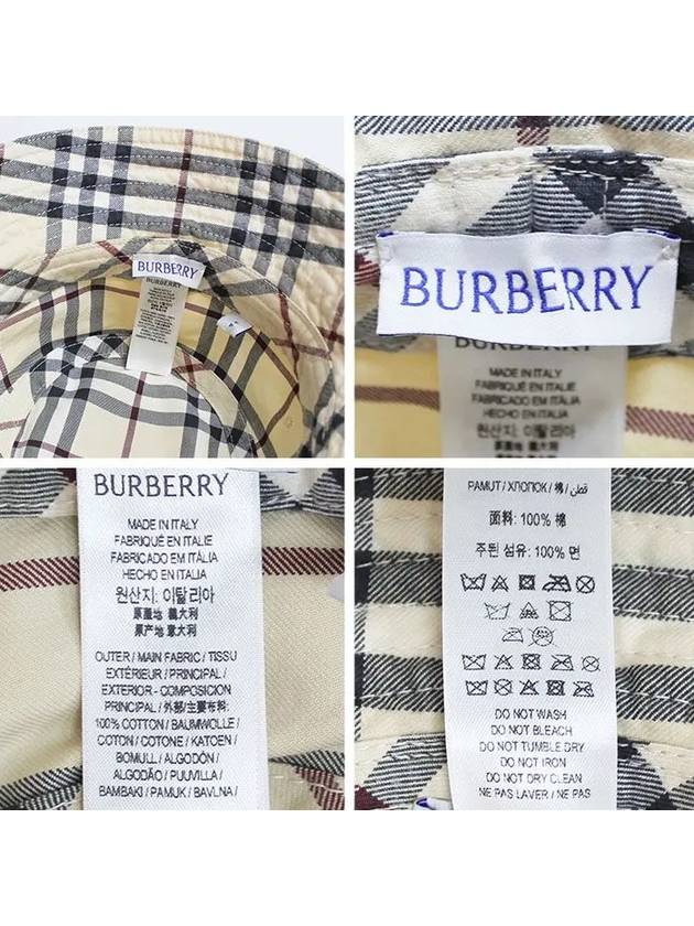 Burberry Stone Check Cotton Bucket Hat Beige