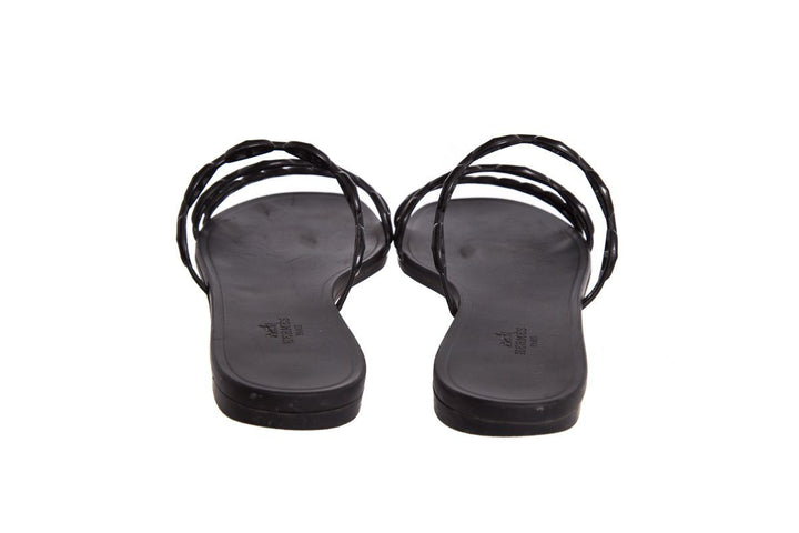 Hermès Black Rivage Chaîne d'Ancre Insignia Rubber Sandals SZ 41