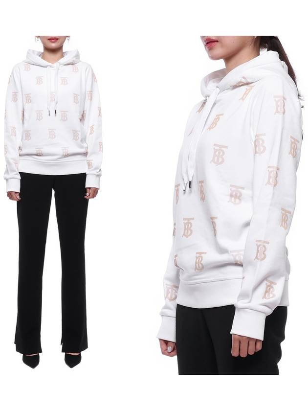 Burberry Cotton Logo Pattern Print Hoodie White