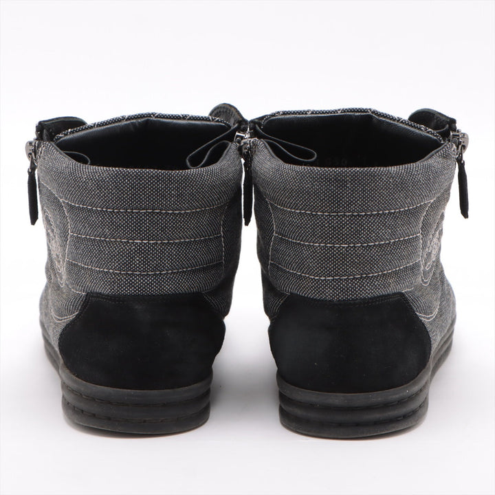 Top Quality Chanel Coco sweat x canvas high-cut sneaker 39 ladies black x white G30617 mattress double jeep stick  happy market shop