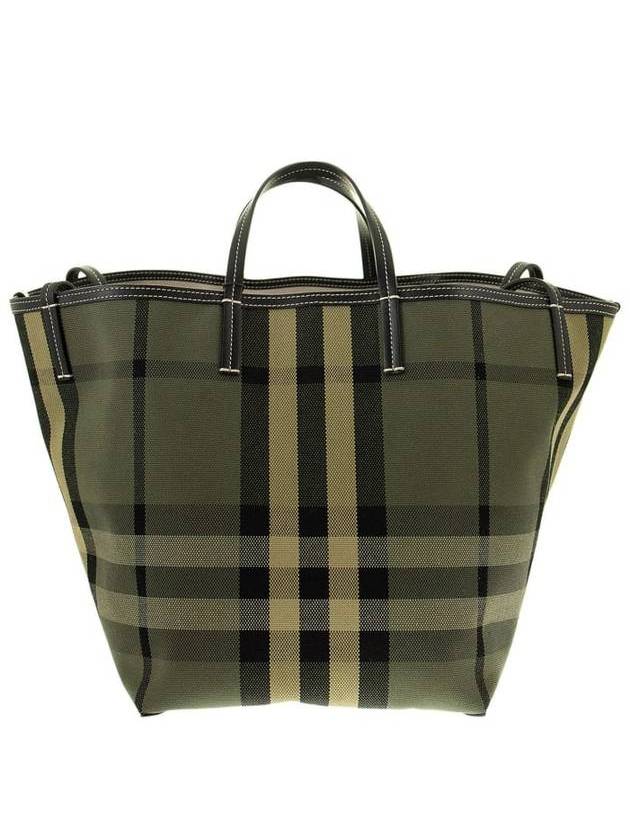 Burberry Check Canvas Beach Medium Tote Bag Green