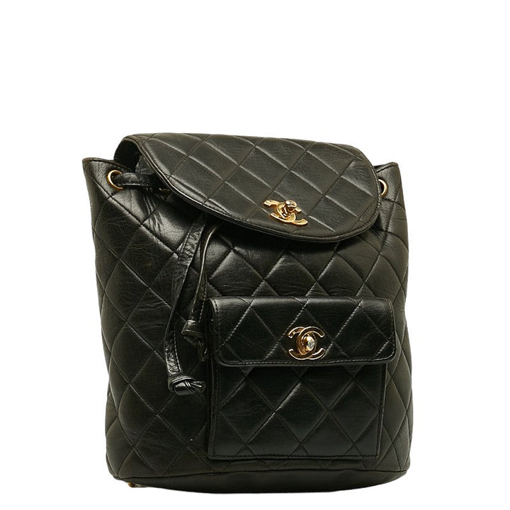 Top Quality Chanel Vintage Backpack in Lambskin Leather Black Quilted