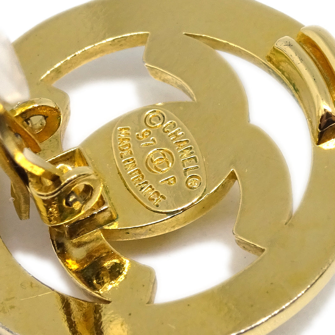 Top Quality Chanel Turnlock Button Earrings Gold Clip-On 97P