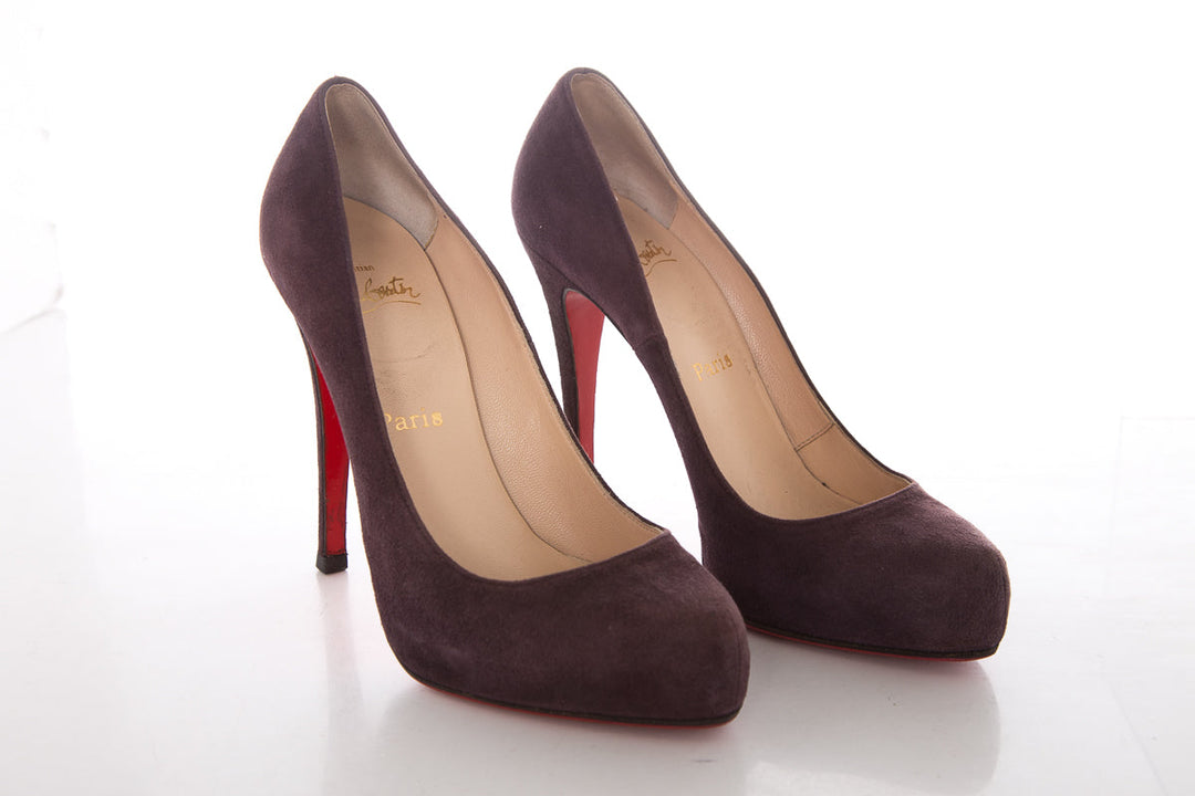 Christian Louboutin Eggplant Suede Pumps SZ 38.5