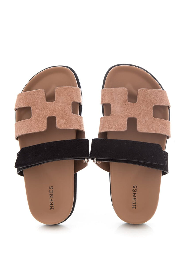 Hermès Brow & Black Chypre Sandals SZ 36