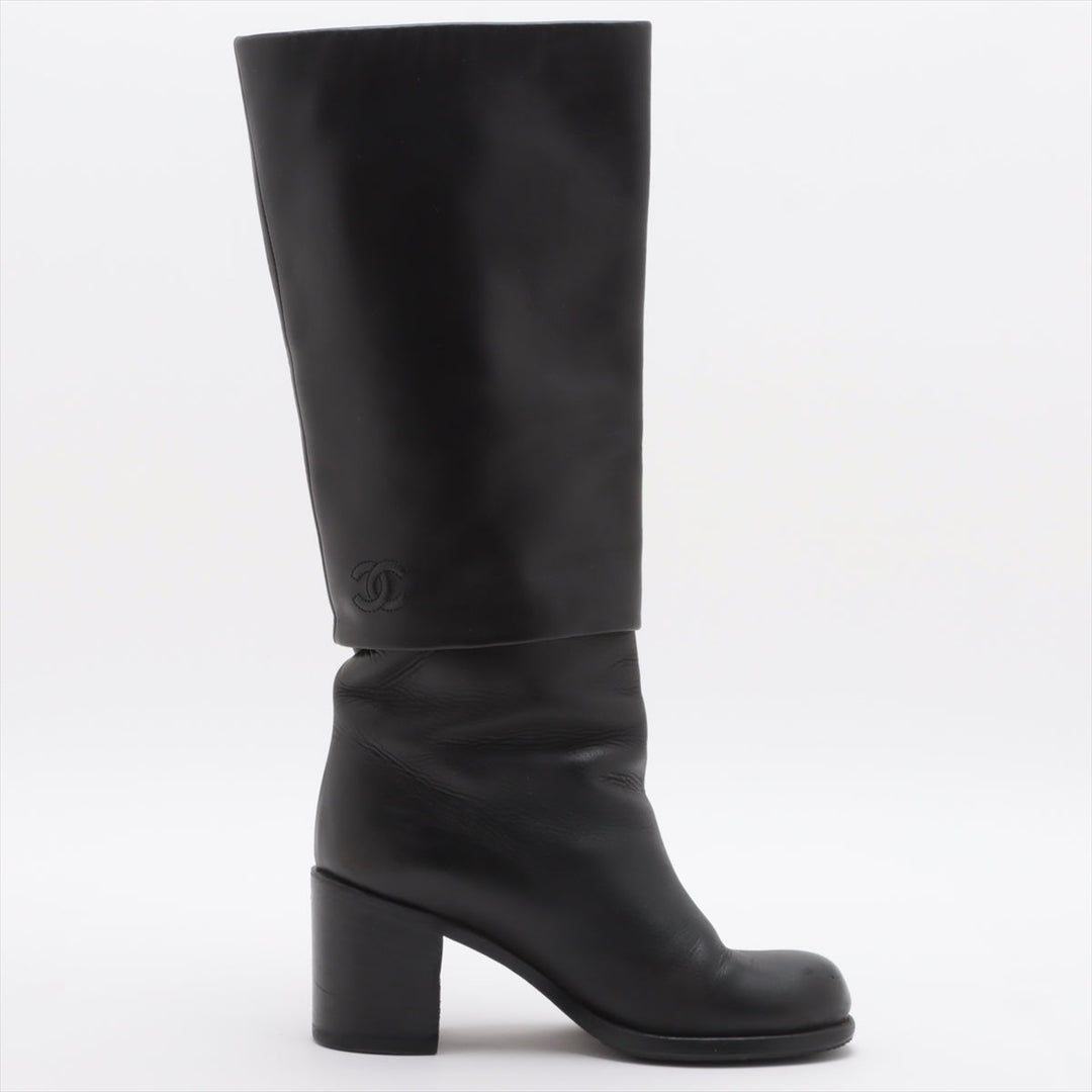 Top Quality Chanel Coco Leather Long Boots 36  Black G27808 Lift