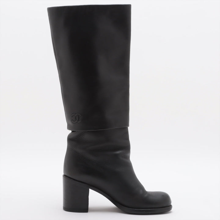 Top Quality Chanel Coco Leather Long Boots 36  Black G27808 Lift