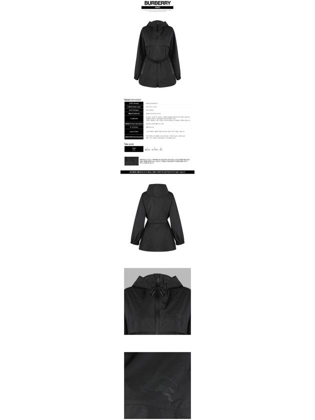 Burberry EKD Print Belted Lightweight Short Parka Black