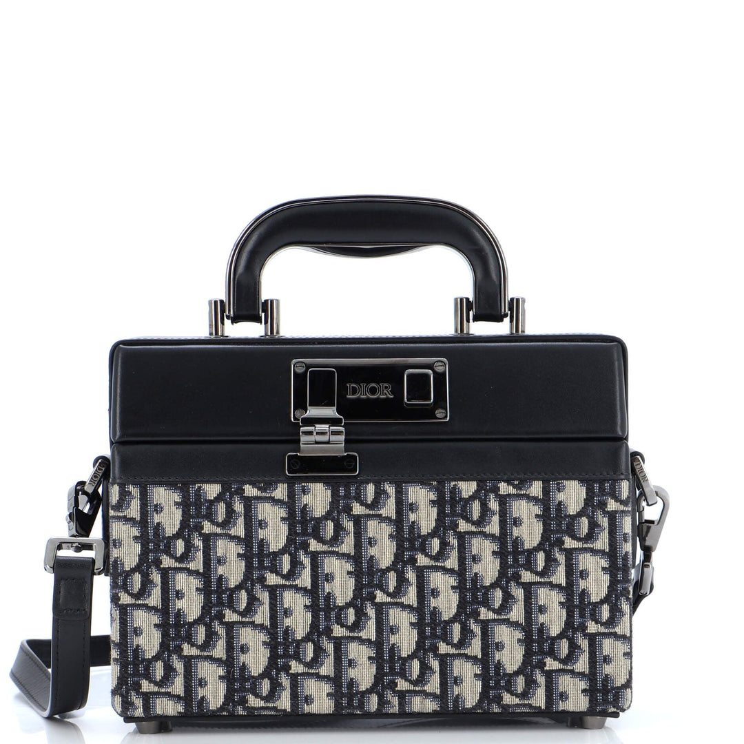 Top quality Dior Top Handle Clasp Lock Bag Oblique Canvas and Leather