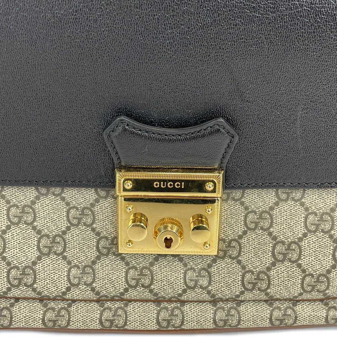 GUCCI - Padlock Mini Monogram Brown Top Handle - Crossbody / Shoulder Bag