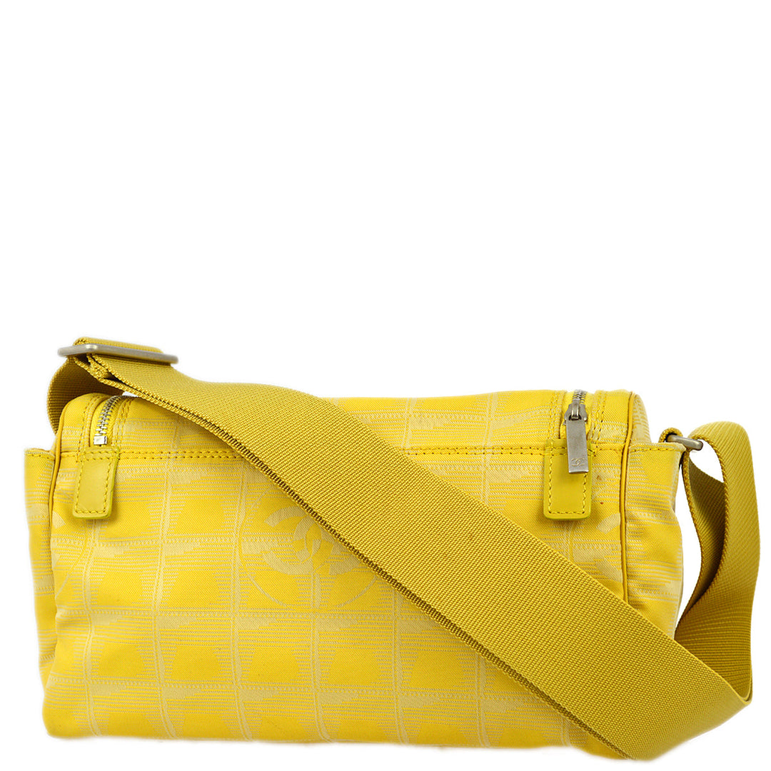 Top Quality Chanel 2001-2003 Yellow Jacquard Nylon New Travel Line Shoulder Bag