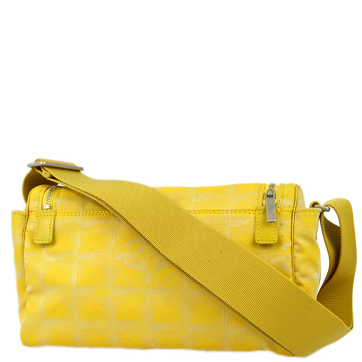 Top Quality Chanel 2001-2003 Yellow Jacquard Nylon New Travel Line Shoulder Bag