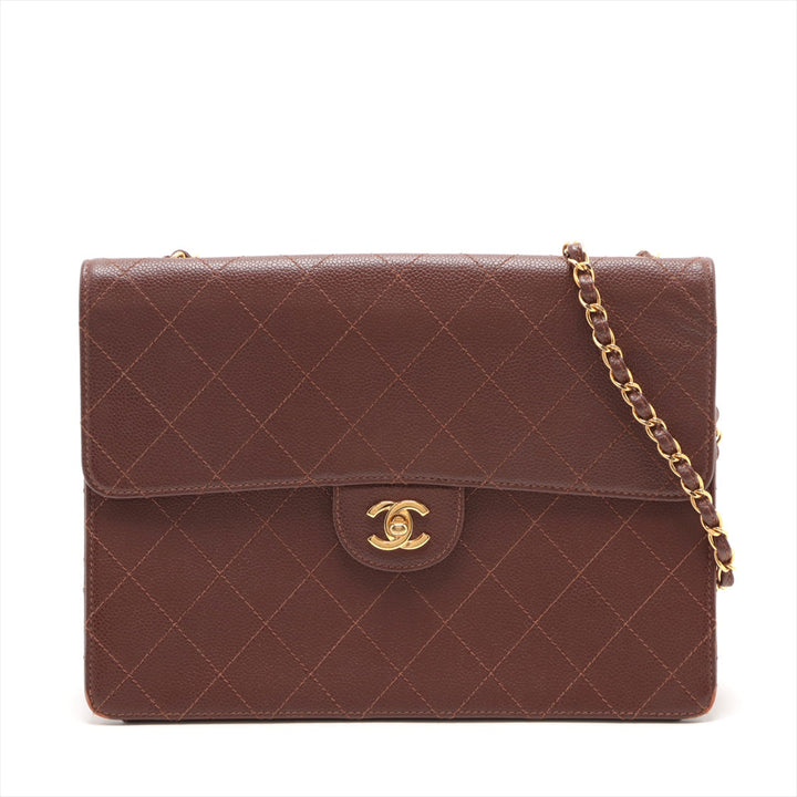 Top Quality Chanel Matrasse Caviar S Single Flap Single Chain Bag Brown Gold  5th