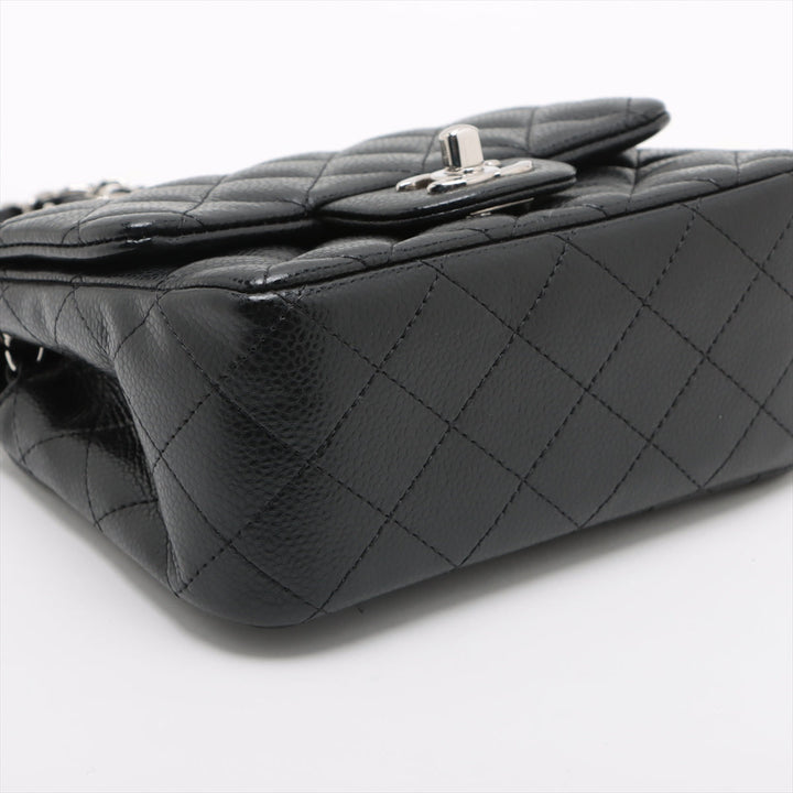 Top Quality Chanel Mini Matrasse Caviar S Single Flap Single Chain Bag Black Silver  19th