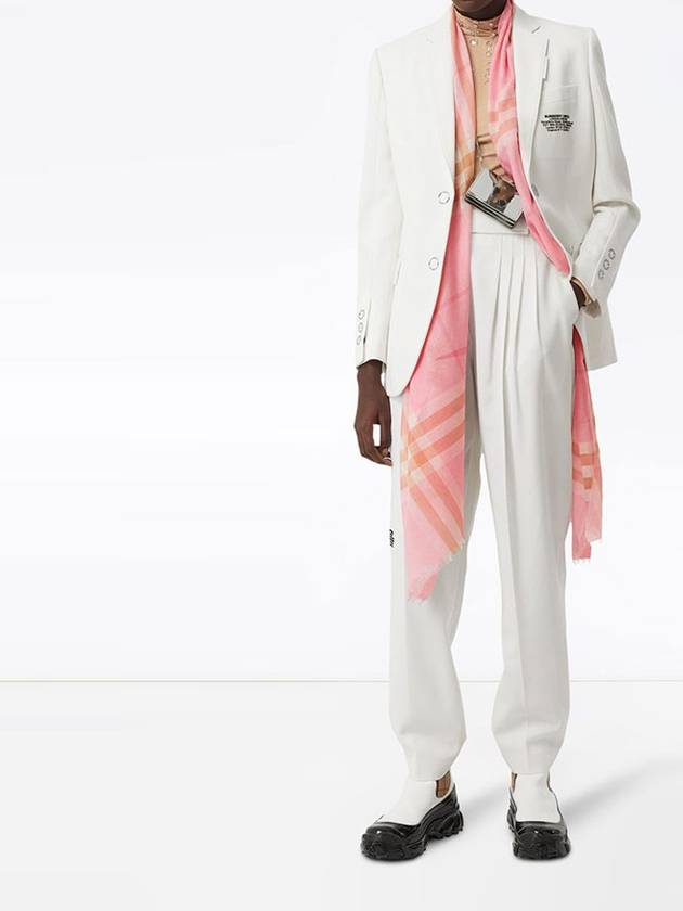 Burberry Check Wool Silk Scarf Pink