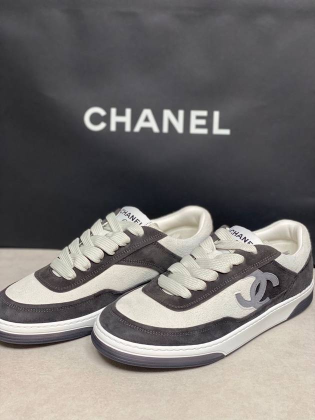 CC Logo Suede Kidskin Low Top Sneakers Black Chanel