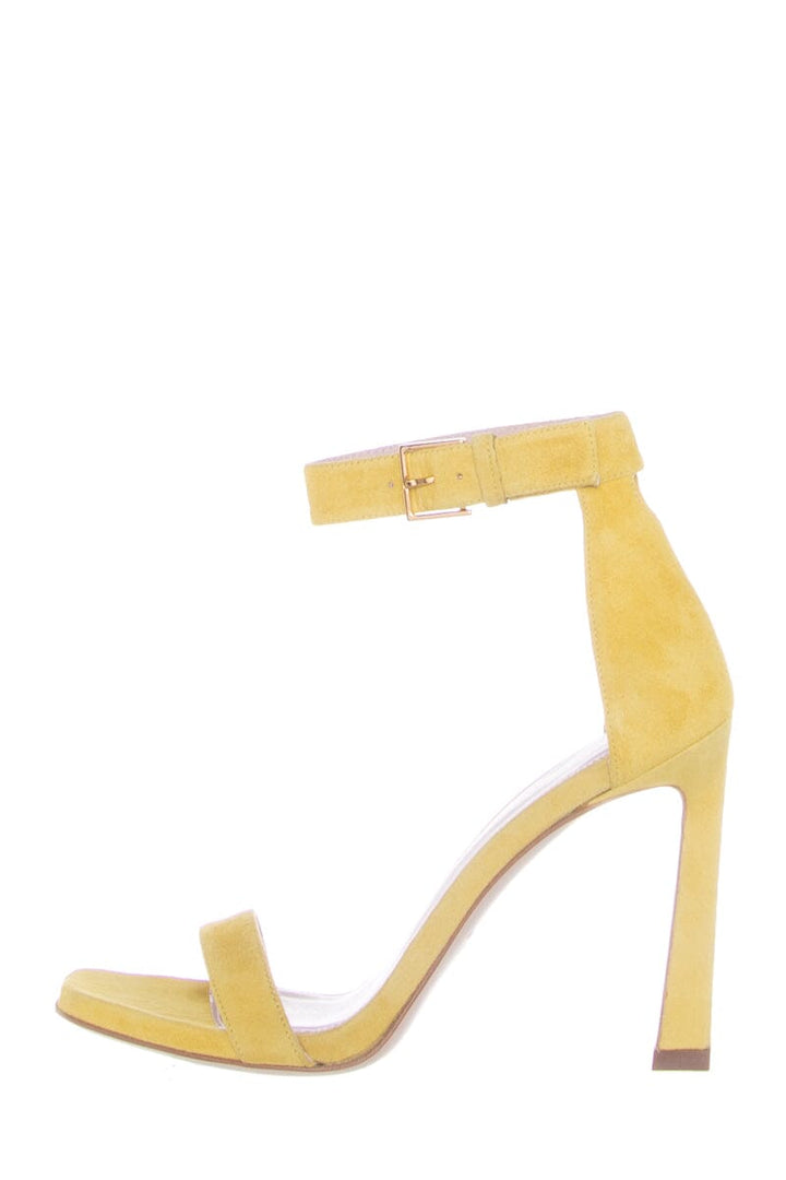 Stuart Weitzman Yellow Square Toe Suede Heels SZ 6