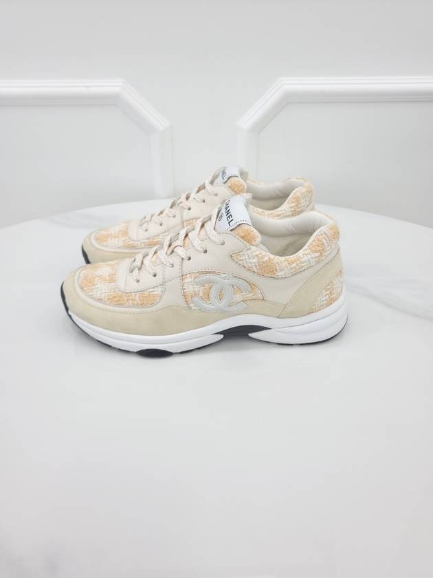 CC logo tweed sneakers orange 38 5 G38299 Chanel