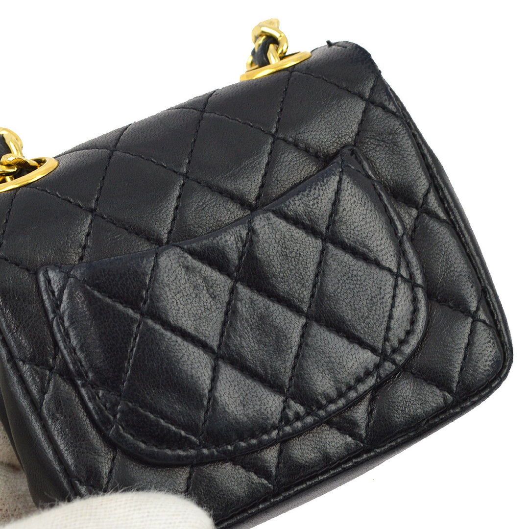 Top Quality Chanel Black Lambskin Classic Flap Micro Bag
